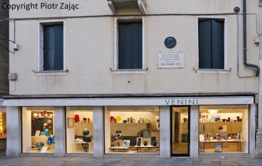 Venini shop at Piazzetta dei Leoncini in Venice, Italy